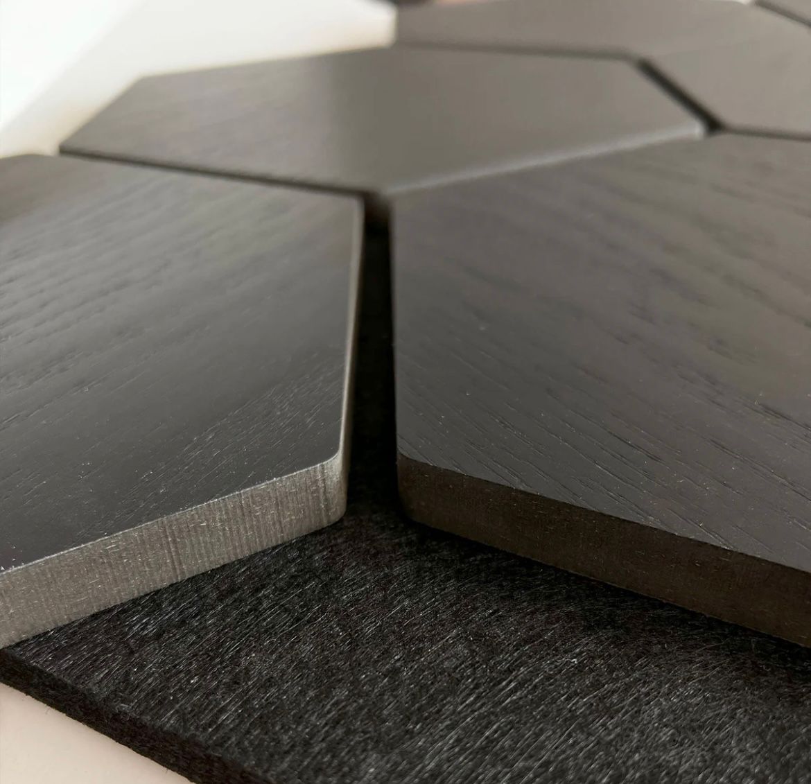Pack Of x5 Wooden Acoustic Wall Hexagon Panels 700mm x 570mm Light Grey